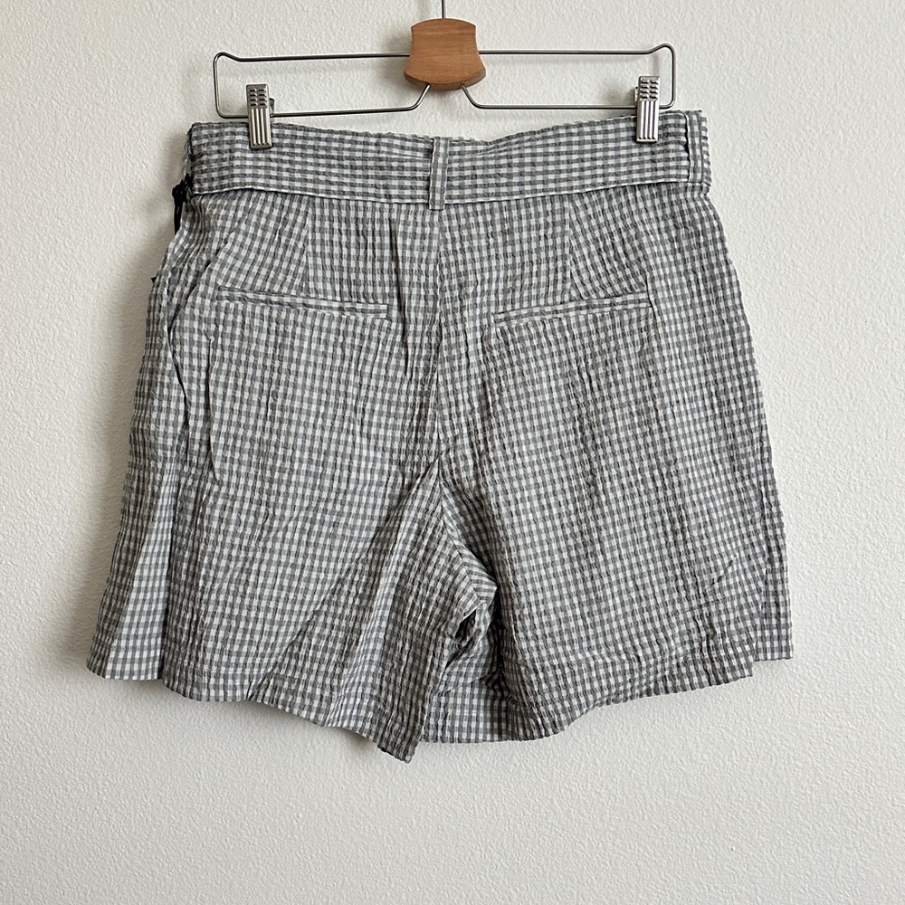 Blank NYC Gray Gingham Plaid Seersucker High-Rise Belted Shorts Various - Picture 2 of 8